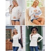 Ekouaer Women Long Sleeve Nursing Shirts 3 Pack Breastfeeding Round Neck Top Double Layer Maternity Tshirt Pregnancy Clothes(Black/White/Light Grey)