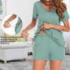 Ekouaer Women Maternity Nursing Pajama Sets Short Sleeve Postpartum Pajamas(Aqua)