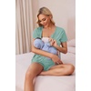 Ekouaer Women Maternity Nursing Pajama Sets Short Sleeve Postpartum Pajamas(Aqua)