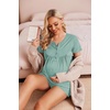 Ekouaer Women Maternity Nursing Pajama Sets Short Sleeve Postpartum Pajamas(Aqua)
