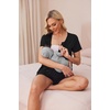 Ekouaer Women Maternity Nursing Pajama Sets Short Sleeve Postpartum Pajamas(Black)