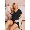 Ekouaer Women Maternity Nursing Pajama Sets Short Sleeve Postpartum Pajamas(Black)