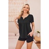 Ekouaer Women Maternity Nursing Pajama Sets Short Sleeve Postpartum Pajamas(Black)