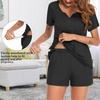 Ekouaer Women Maternity Nursing Pajama Sets Short Sleeve Postpartum Pajamas(Black)