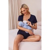 Ekouaer Women Maternity Nursing Pajama Sets Short Sleeve Postpartum Pajamas(Blue)