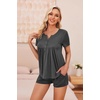 Ekouaer Women Maternity Nursing Pajama Sets Short Sleeve Postpartum Pajamas(Dark Grey)
