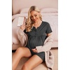 Ekouaer Women Maternity Nursing Pajama Sets Short Sleeve Postpartum Pajamas(Dark Grey)