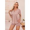 Ekouaer Women Maternity Nursing Pajama Sets Short Sleeve Postpartum Pajamas(Dusty Pink)