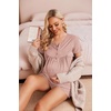 Ekouaer Women Maternity Nursing Pajama Sets Short Sleeve Postpartum Pajamas(Dusty Pink)