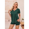 Ekouaer Women Maternity Nursing Pajama Sets Short Sleeve Postpartum Pajamas(Green)
