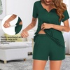 Ekouaer Women Maternity Nursing Pajama Sets Short Sleeve Postpartum Pajamas(Green)