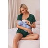 Ekouaer Women Maternity Nursing Pajama Sets Short Sleeve Postpartum Pajamas(Green)