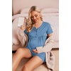 Ekouaer Women Maternity Nursing Pajama Sets Short Sleeve Postpartum Pajamas(Light Blue)