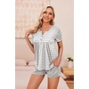 Ekouaer Women Maternity Nursing Pajama Sets Short Sleeve Postpartum Pajamas(Light Grey Stripe)