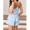 Ekouaer Womens Cami Pajama Sets V Neck PJs Soft Lingerie Top and Shorts(Blue Bow Heart Print)