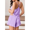 Ekouaer Womens Cami Pajama Sets V Neck PJs Soft Lingerie Top and Shorts(Liliac)