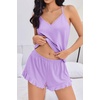 Ekouaer Womens Cami Pajama Sets V Neck PJs Soft Lingerie Top and Shorts(Liliac)