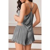 Ekouaer Womens Cami Pajama Sets V Neck PJs Soft Lingerie Top and Shorts(Medium Grey)