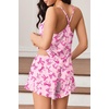 Ekouaer Womens Cami Pajama Sets V Neck PJs Soft Lingerie Top and Shorts(Pink Bow Print)