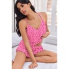 Ekouaer Womens Cami Pajama Sets V Neck PJs Soft Lingerie Top and Shorts(Pink Leopard Print)
