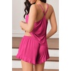 Ekouaer Womens Cami Pajama Sets V Neck PJs Soft Lingerie Top and Shorts(Rose Red)