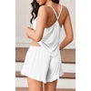 Ekouaer Womens Cami Pajama Sets V Neck PJs Soft Lingerie Top and Shorts(White)