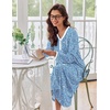 Ekouaer Women’s Long Sleeve Nightgown Full Length Sleepwear Long Sleepshirts Henley Sleep Dress(Blue White Floral)
