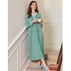 Ekouaer Women’s Long Sleeve Nightgown Full Length Sleepwear Long Sleepshirts Henley Sleep Dress(Green Floral)