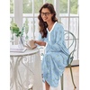 Ekouaer Women’s Long Sleeve Nightgown Full Length Sleepwear Long Sleepshirts Henley Sleep Dress(Light Blue Floral)