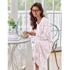 Ekouaer Women’s Long Sleeve Nightgown Full Length Sleepwear Long Sleepshirts Henley Sleep Dress(Pink Flower)