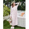 Ekouaer Women’s Long Sleeve Nightgown Full Length Sleepwear Long Sleepshirts Henley Sleep Dress(Pink Flower)