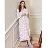 Ekouaer Women’s Long Sleeve Nightgown Full Length Sleepwear Long Sleepshirts Henley Sleep Dress(Pink Flower)