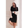 Ekouaer Women’s Long Sleeve Nightgown Soft Ribbed Sleep Dress Night Shirt(Black)