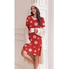 Ekouaer Women’s Long Sleeve Nightgown Soft Ribbed Sleep Dress Night Shirt(Christmas Red-white Snowflake)