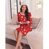 Ekouaer Women’s Long Sleeve Nightgown Soft Ribbed Sleep Dress Night Shirt(Christmas Red-white Snowflake)