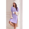 Ekouaer Women’s Long Sleeve Nightgown Soft Ribbed Sleep Dress Night Shirt(Lilac)