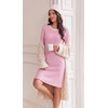 Ekouaer Women’s Long Sleeve Nightgown Soft Ribbed Sleep Dress Night Shirt(Pink)