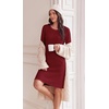 Ekouaer Women’s Long Sleeve Nightgown Soft Ribbed Sleep Dress Night Shirt(Wine Red)