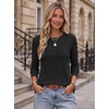 Ekouaer Womens Long Sleeve Shirts Casual Crewneck Thermal Tops Fall Clothes(Black)