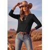 Ekouaer Womens Long Sleeve Shirts Casual Crewneck Thermal Tops Fall Clothes(Black)