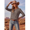 Ekouaer Womens Long Sleeve Shirts Casual Crewneck Thermal Tops Fall Clothes(Brown)