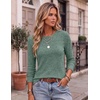 Ekouaer Womens Long Sleeve Shirts Casual Crewneck Thermal Tops Fall Clothes(Green)