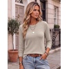 Ekouaer Womens Long Sleeve Shirts Casual Crewneck Thermal Tops Fall Clothes(Khaki)