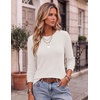 Ekouaer Womens Long Sleeve Shirts Casual Crewneck Thermal Tops Fall Clothes(White)