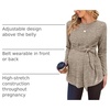 Ekouaer Women’s Maternity Shirts Long Sleeve Pregnancy Tops Casual Ribbed Knit Winter Pregnant Blouses(Macha Brown)