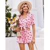 Ekouaer Womens Pajama Sets Button Down Cute Ruffled Pjs Set Sleepwear(Cherry)