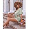 Ekouaer Womens Pajama Sets Button Down Cute Ruffled Pjs Set Sleepwear(Ice Green)