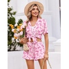 Ekouaer Womens Pajama Sets Button Down Cute Ruffled Pjs Set Sleepwear(Pink Bow)