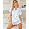Ekouaer Womens Pajama Sets Button Down Cute Ruffled Pjs Set Sleepwear(Shell World)