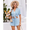 Ekouaer Womens Pajama Sets Button Down Cute Ruffled Pjs Set Sleepwear(Sky Blue)